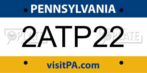 2ATP22 Pennsylvania License Plate