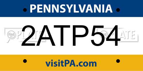 2ATP54 Pennsylvania License Plate