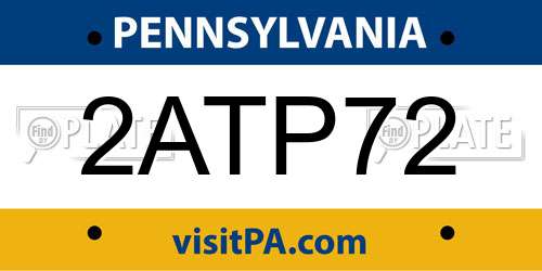 2ATP72 Pennsylvania License Plate