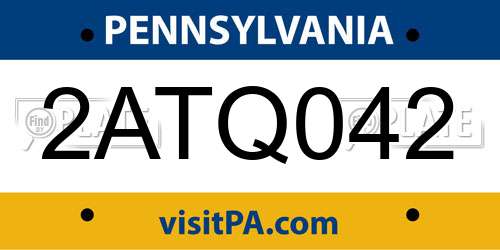 2ATQ042 Pennsylvania License Plate