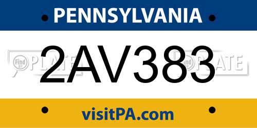 2AV383 Pennsylvania License Plate