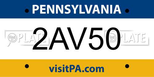 2AV50 Pennsylvania License Plate
