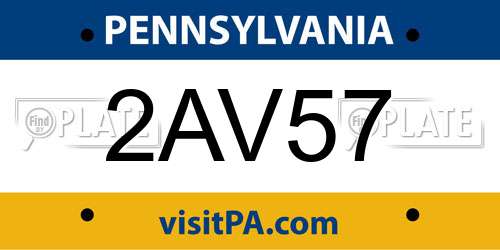 2AV57 Pennsylvania License Plate
