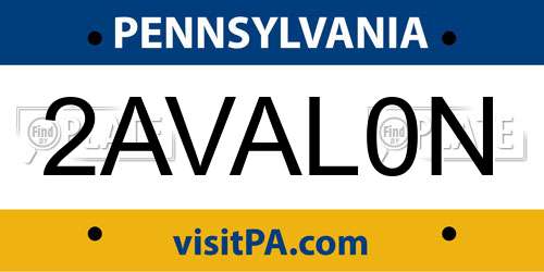 2AVAL0N Pennsylvania License Plate