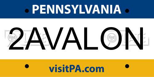 2AVALON Pennsylvania License Plate