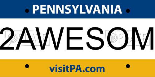 2AWESOM Pennsylvania License Plate