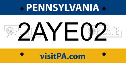 2AYE02 Pennsylvania License Plate