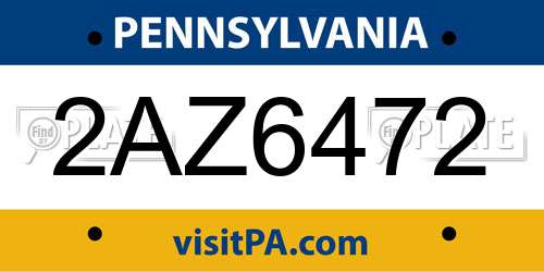2AZ6472 Pennsylvania License Plate