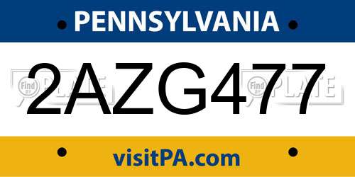 2AZG477 Pennsylvania License Plate