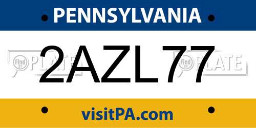 2AZL77 Pennsylvania License Plate