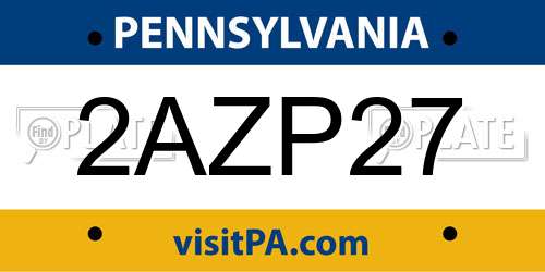 2AZP27 Pennsylvania License Plate