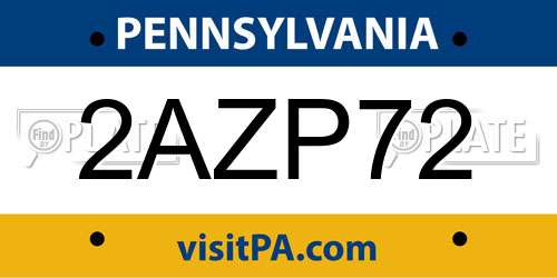 2AZP72 Pennsylvania License Plate