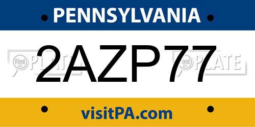 2AZP77 Pennsylvania License Plate