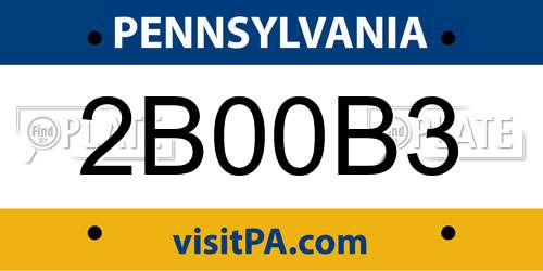 2B00B3 Pennsylvania License Plate