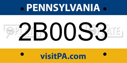 2B00S3 Pennsylvania License Plate