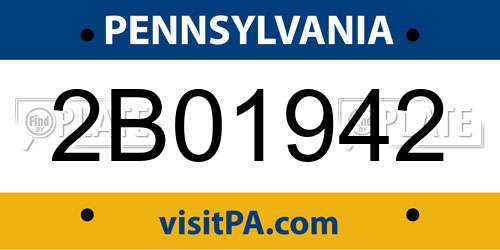 2B01942 Pennsylvania License Plate
