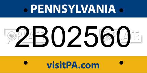 2B02560 Pennsylvania License Plate