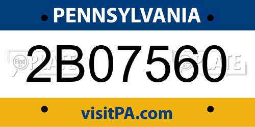 2B07560 Pennsylvania License Plate