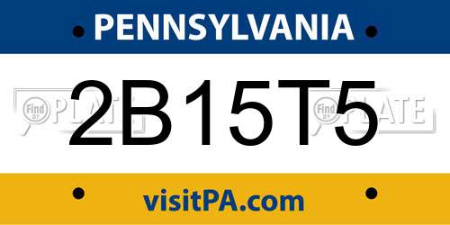2B15T5 Pennsylvania License Plate