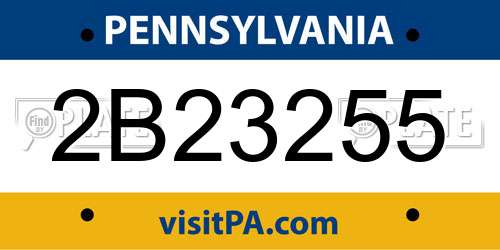 2B23255 Pennsylvania License Plate