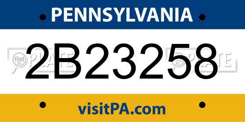 2B23258 Pennsylvania License Plate