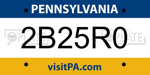 2B25R0 Pennsylvania License Plate