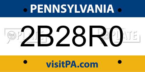2B28R0 Pennsylvania License Plate