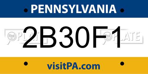 2B30F1 Pennsylvania License Plate