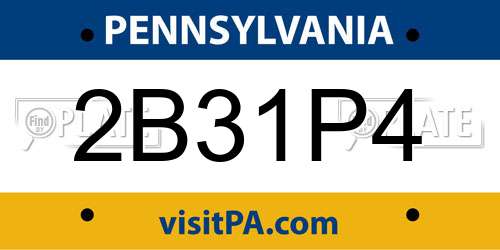 2B31P4 Pennsylvania License Plate