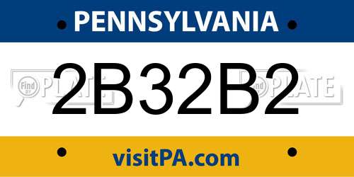 2B32B2 Pennsylvania License Plate