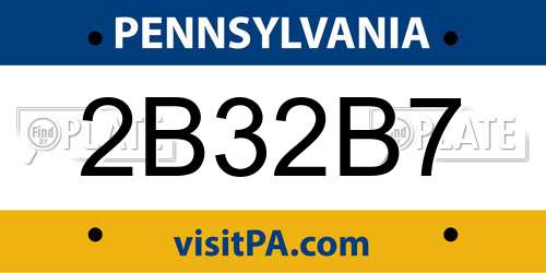 2B32B7 Pennsylvania License Plate