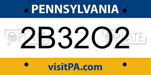 2B32O2 Pennsylvania License Plate