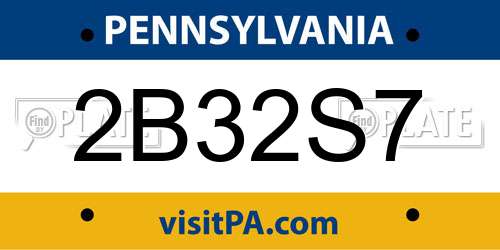 2B32S7 Pennsylvania License Plate