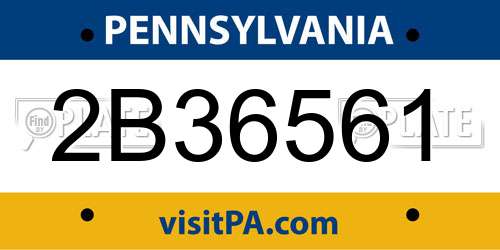2B36561 Pennsylvania License Plate