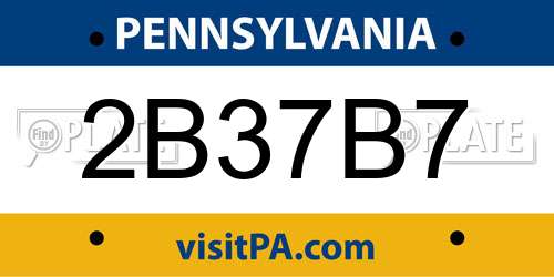 2B37B7 Pennsylvania License Plate