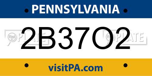 2B37O2 Pennsylvania License Plate