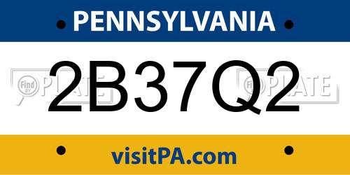 2B37Q2 Pennsylvania License Plate