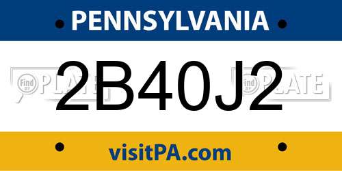2B40J2 Pennsylvania License Plate