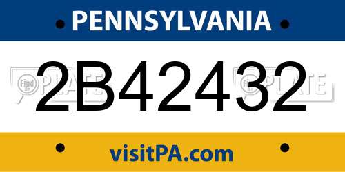 2B42432 Pennsylvania License Plate
