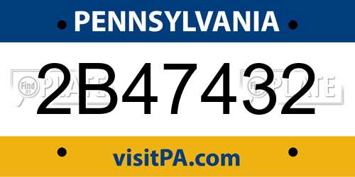 2B47432 Pennsylvania License Plate