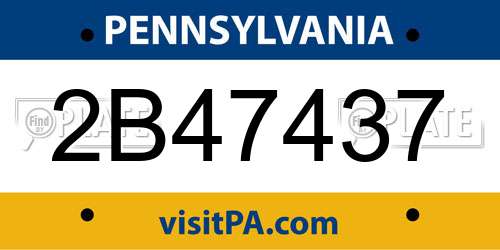 2B47437 Pennsylvania License Plate