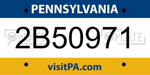 2B50971 Pennsylvania License Plate