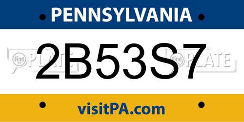 2B53S7 Pennsylvania License Plate