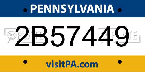 2B57449 Pennsylvania License Plate
