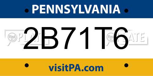 2B71T6 Pennsylvania License Plate