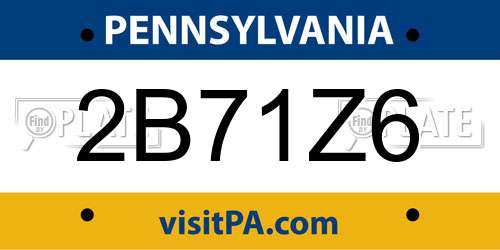 2B71Z6 Pennsylvania License Plate
