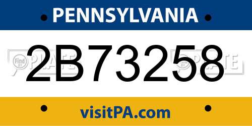 2B73258 Pennsylvania License Plate