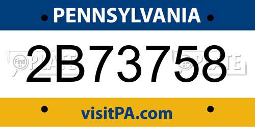 2B73758 Pennsylvania License Plate