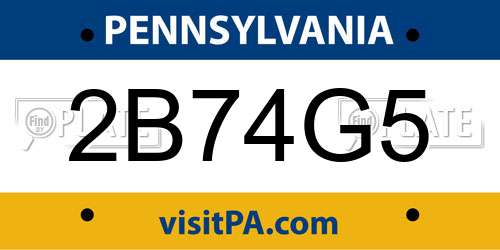 2B74G5 Pennsylvania License Plate