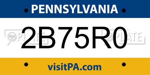 2B75R0 Pennsylvania License Plate